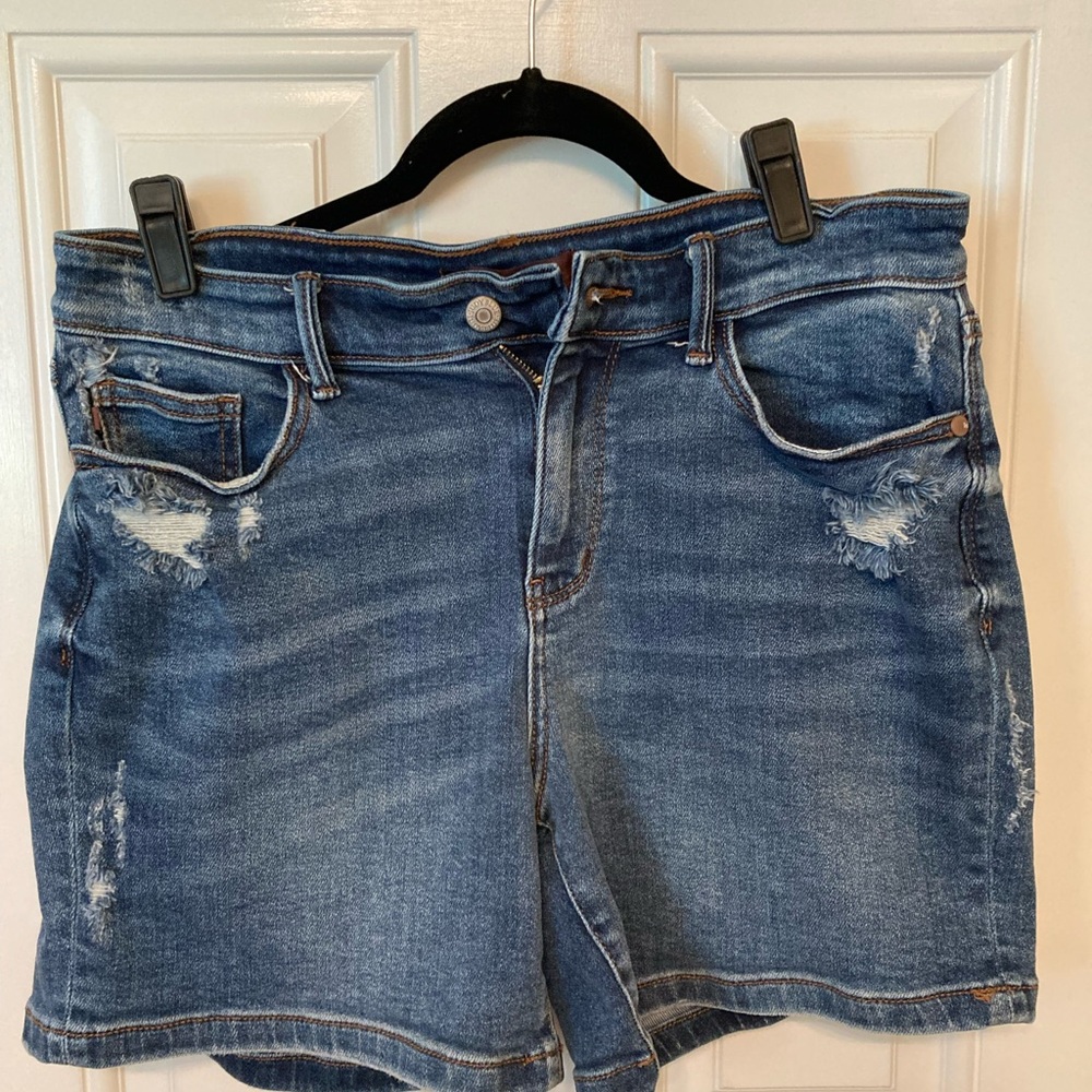Women's Distressed Denim Shorts - Blue
